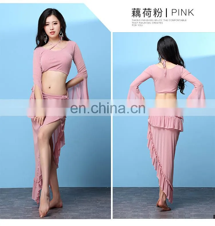 T-5199 Sexy elegant lady performance belly dance top and belt wear set