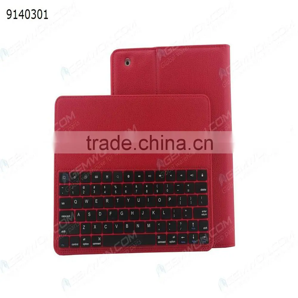 bluetooth keyboard for iPad2/3/4,red Removable plastic keyboard with synthetic leather case