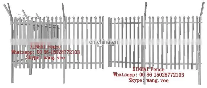 high security Signal base station powder coated W Section triple pointed Metal palisade fence