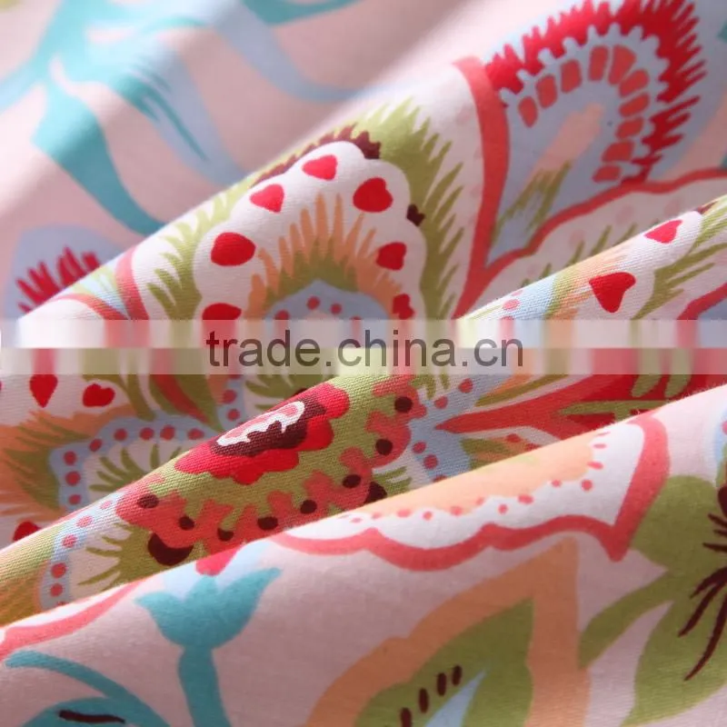 China products pink floral printed pillowcase super king bedding comforter sets dubai bed cover set