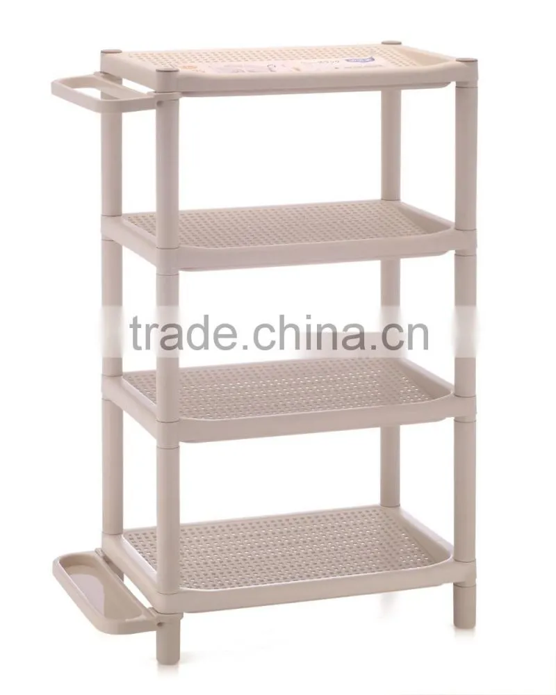 Plastic bathroom storage holders/4 layer plastic storage holders/household plastic items With wheels