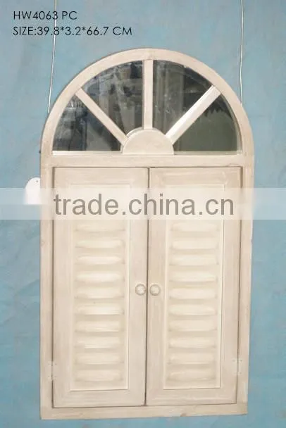 Antique White Wooden Window Framed Mirror & Antique Decorative Wall Hanging Framed Mirror