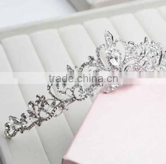 Gorgeous Sparkling Silver Big Wedding Diamante Pageant Tiara Hairband Crystal Bridal Crown For Bride