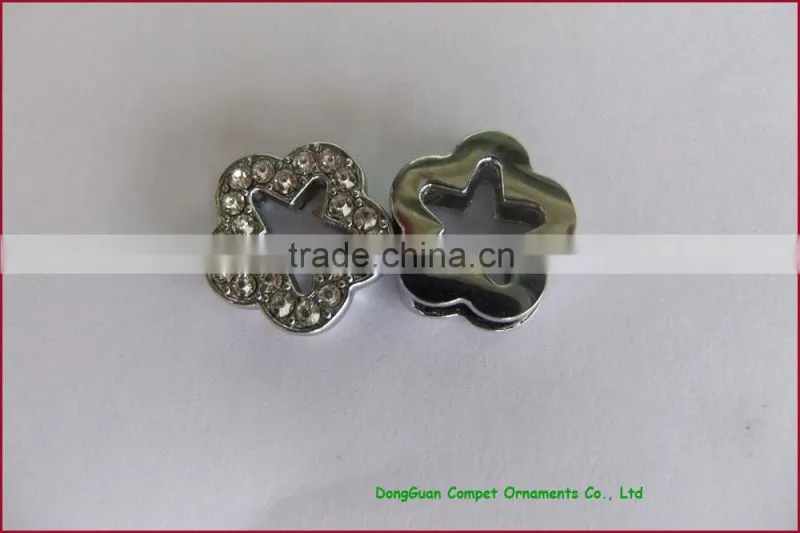 Compet Metal Slide Charms 10mm Rhinestone Flower