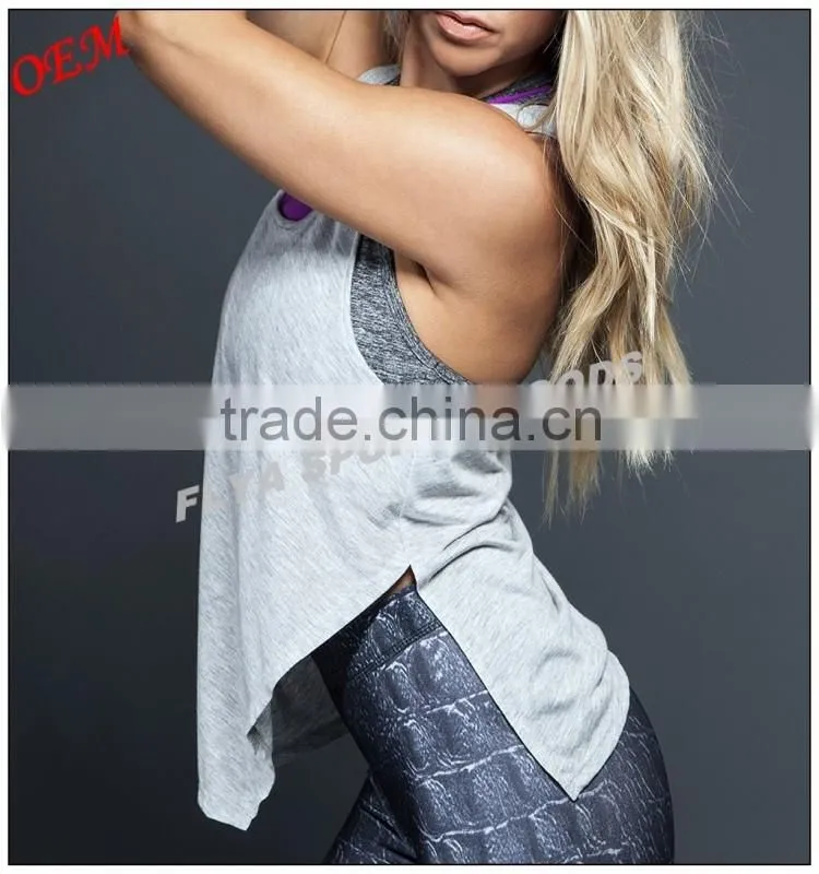 Hot selling custom low price loose sports top latest fashion sexy yoga vest women stringer gym singlet