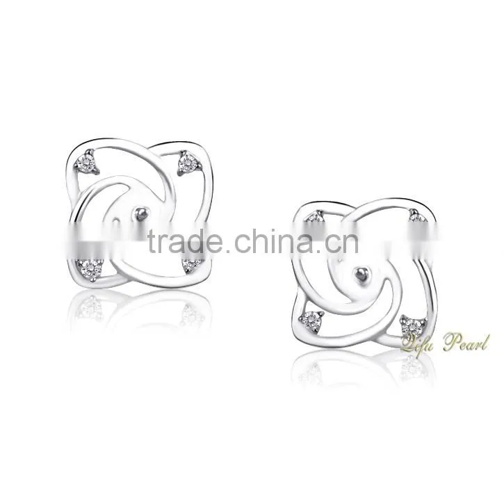 2015 Hot New Pearls Jewelry 18k Gold Pearl Earring Settings and Mountings With Diamonds