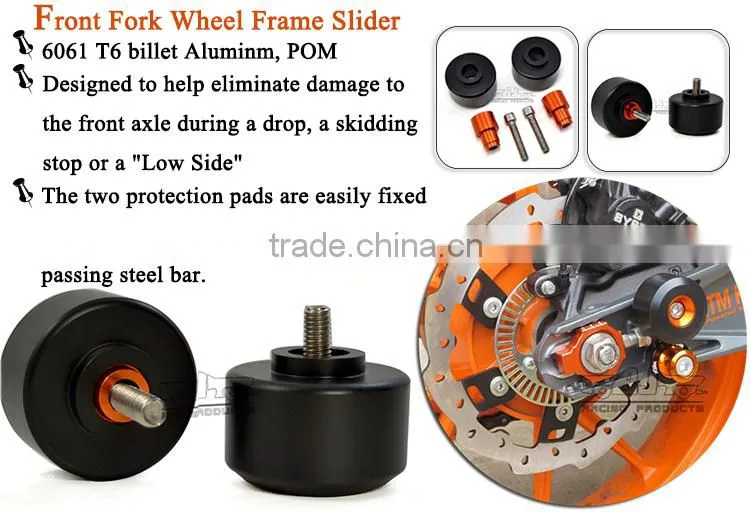 BJ-FS-KT001-OG KTM Parts Motorcycle Front Fork Wheel Frame Slider Crash Protector For KTM DUKE 125/200/390