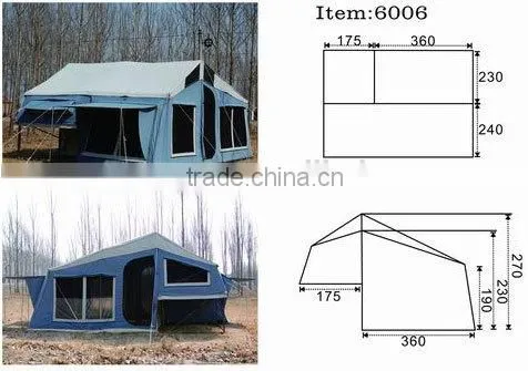Rear folding soft floor trailer tent