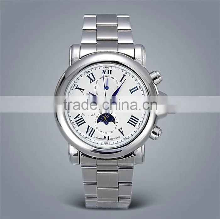 Multi-functional high quality chronograph mens watches, luxury stainless steel watch, water resistant Japan movement watch