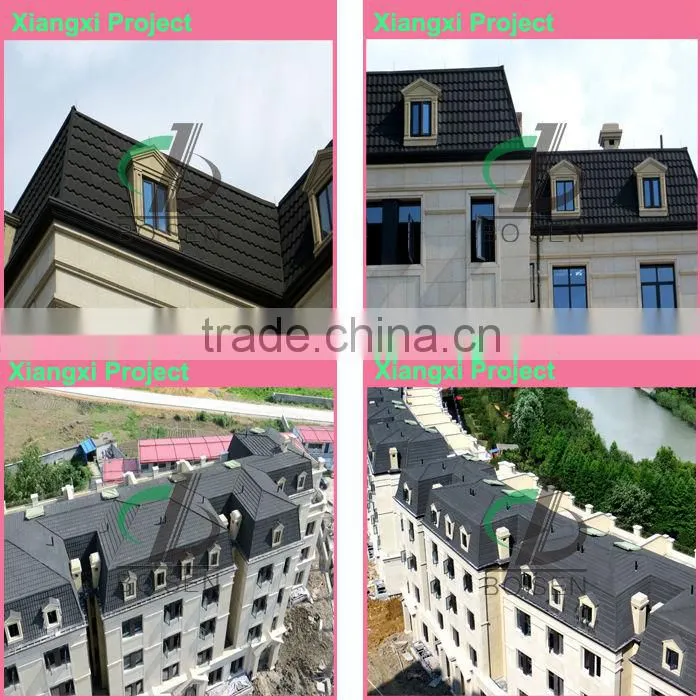 Antique chinese magnesium oxide stone-coated metal roof tile