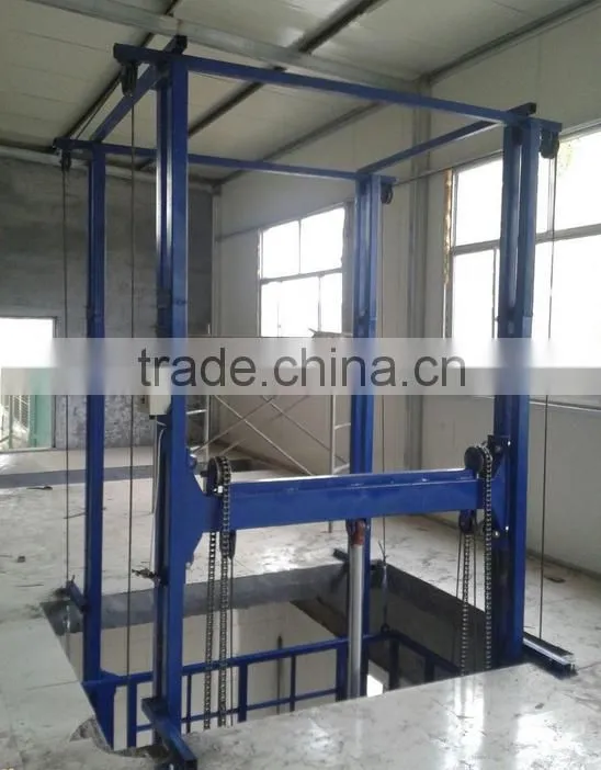 Vertical guide rail hydraulic cargo lift with CE
