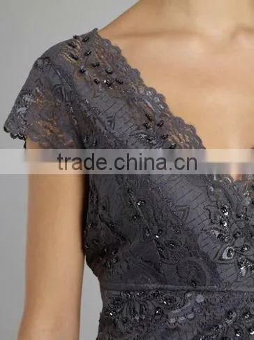 Girls V-Neck Lace Evening Dress With Real Photo