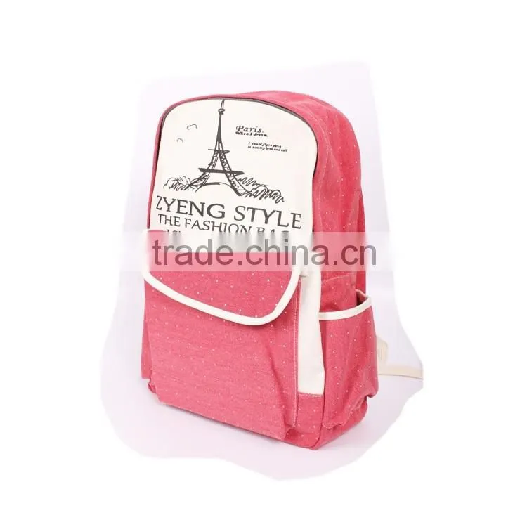 Customized printing canvas backpack bag, factory wholesale students backpack