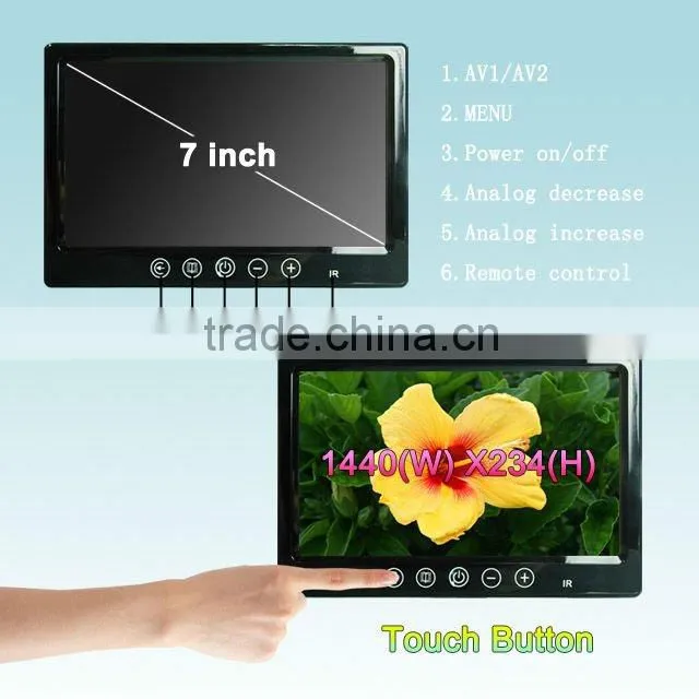 super slim 7 inch car monitor with touch button