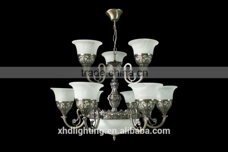Large bronze Chandelier Coozen wrought iron Retro rustic lighting fixture