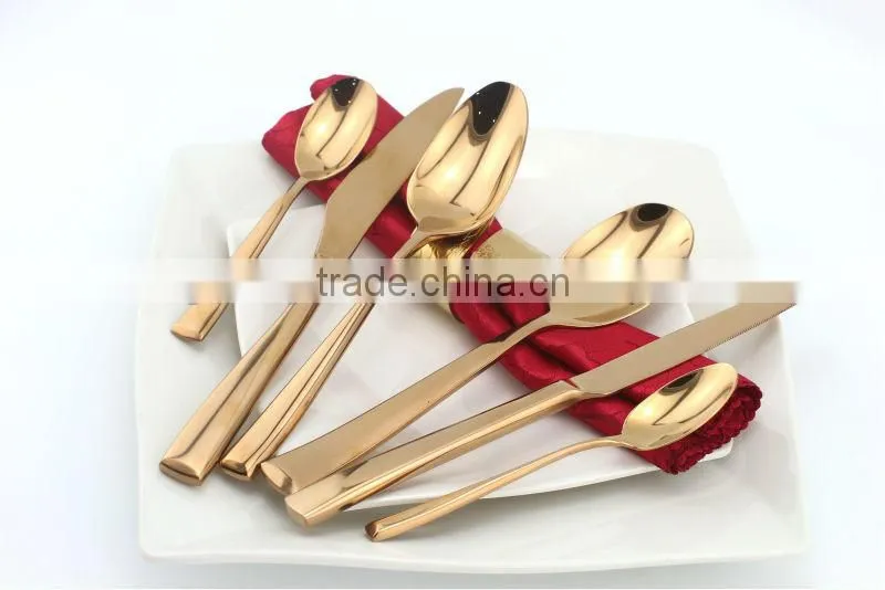 Gold stainless steel cutlery,steak knife,coffee spoon wholesale