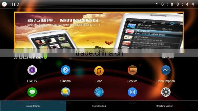 Hotel tv solution with live broadcast,VOD service,Hotel information,digitl headend equipments,iptv stb