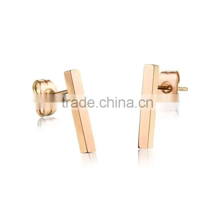 stainelss steel rose gold clip rectangle earring imported from china
