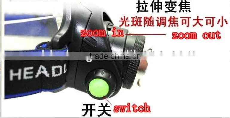 led headlight with zoom function rechargeable battery source