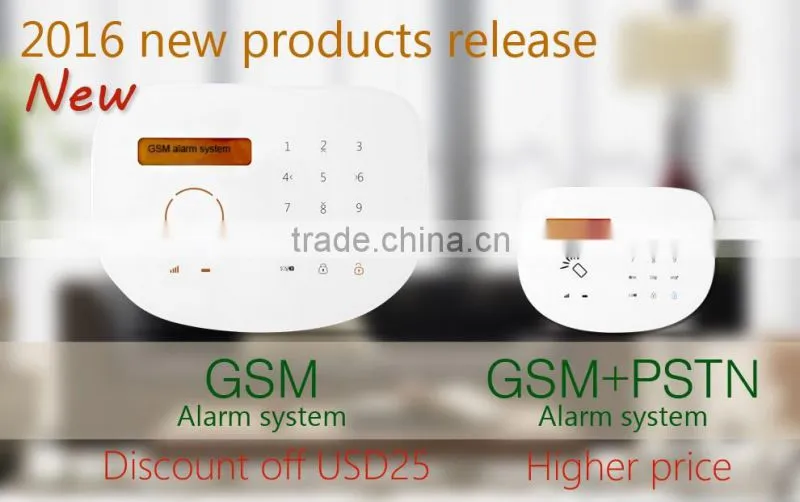 Wireless alarm system GS-S2G can work with wired sensors, APP control control smart sockets gsm alarm system