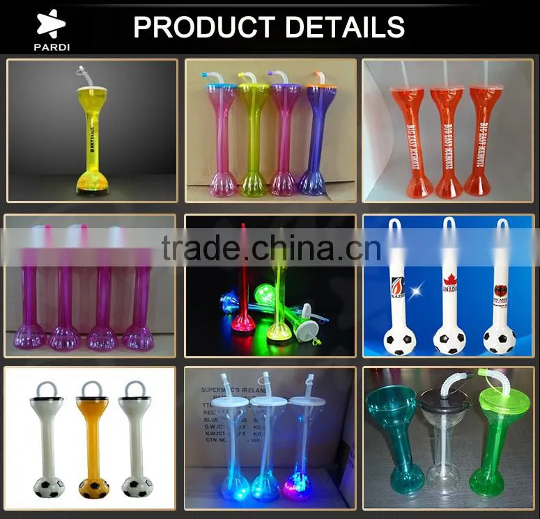 Hotsale led light in the dark plastic beer drinking yard glass
