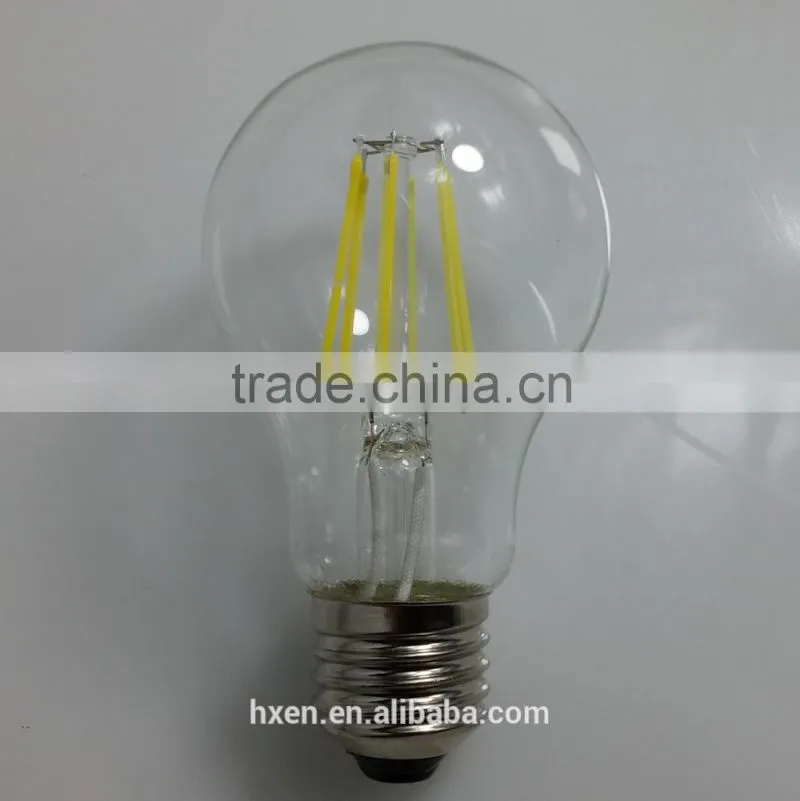 UL listed 85-265v 8w 6w 4w e27 e26 b22 filament led bulb a19 a60 led bulb