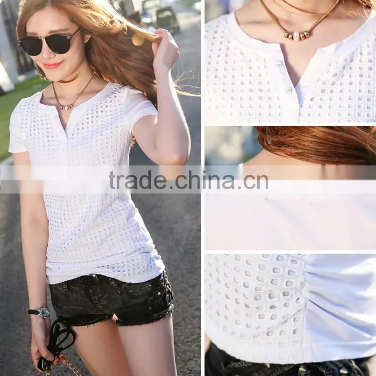 Wholesale custom women white cotton blank t shirt accept OEM