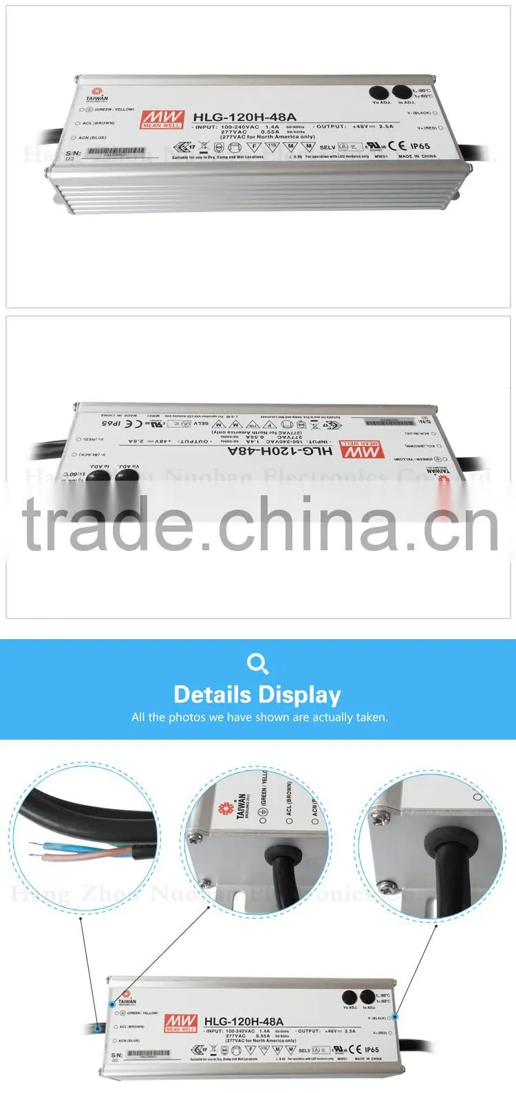 IP65 Meanwell HLG-120H-48A 120w 48v pwm dimmable led driver