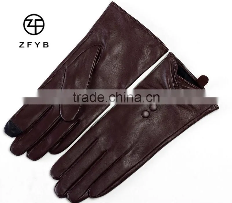2016 hot sell 2 fingers brown color touch screen Smartphone leather glove