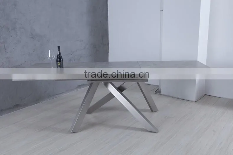 Latest Designs stainless steel marble wooden dining table and leather chair