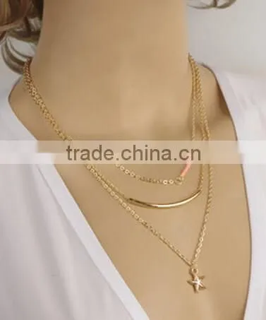 Simple Style Silver Plated Beautiful Jewelry Chain Starfish Pendant Necklace