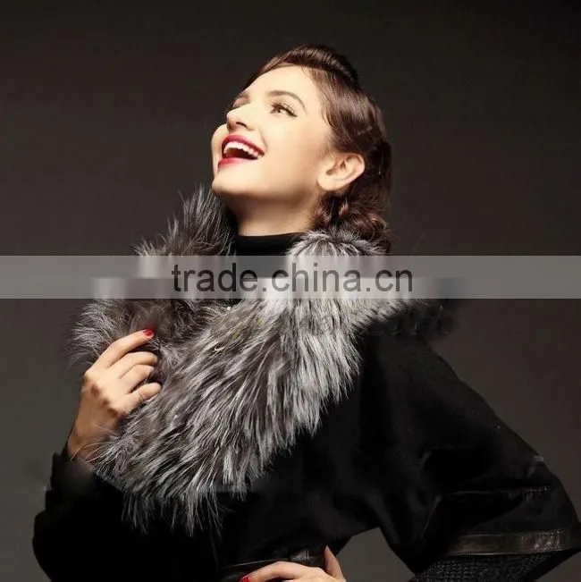 new style real sliver fox fur scarf/high fashion shiny style fur scarf for ladies