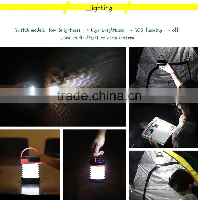 2016 New Environmental Over-charging Protection Solar Power Bank With LED Light Lantern