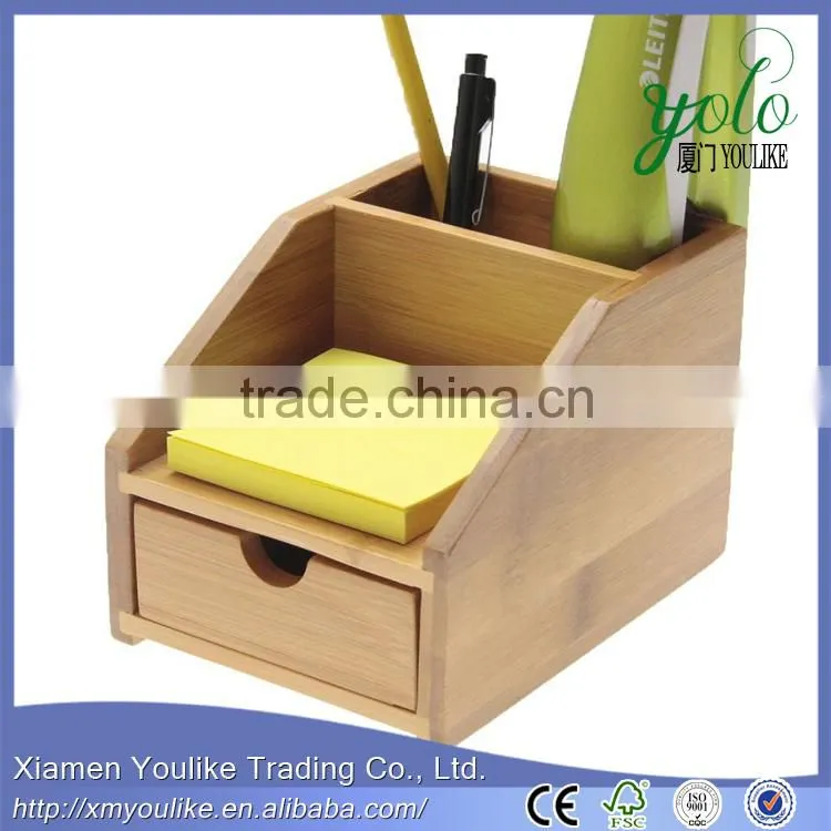 Bamboo Colour Desk Stationary Organiser pen stand bamboo notes holder