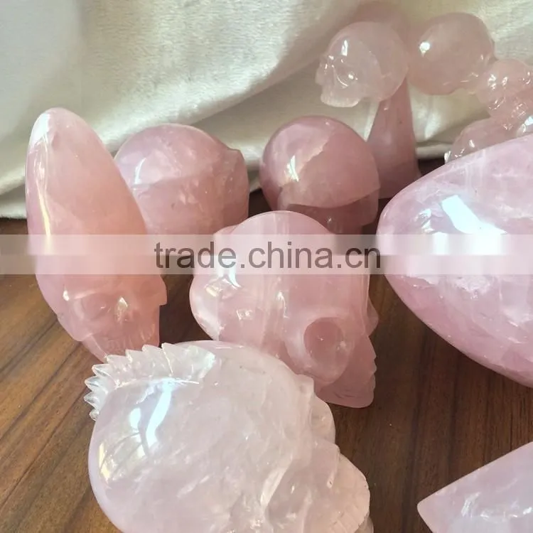 Natural Various Shaped Crystal Skull Rose Quartz Ornaments