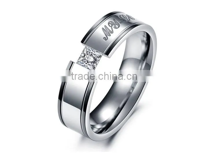 KSTONE 2015 new products 316l stainless steel couple diamond engagement ring, wedding ring couple ring