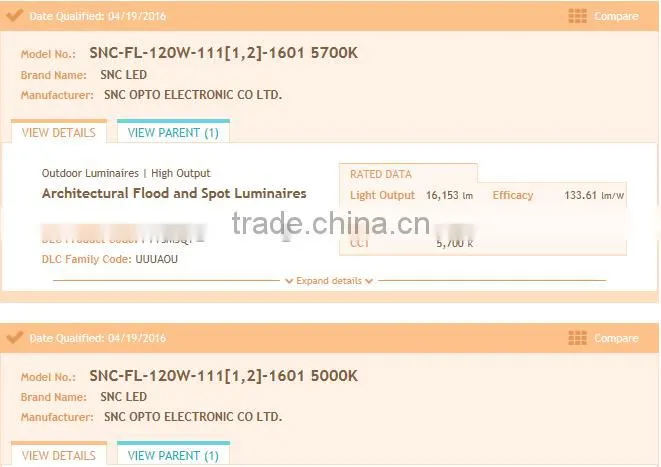 2016 new products 120w 5700k UL DLC module led flood light with HLG mean well driver