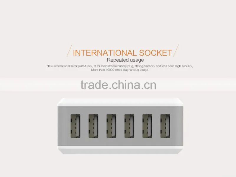 Qualcomm QC2.0 6 Ports tablet charger 40W 8A USB Charger adpater multiple usb travel charger
