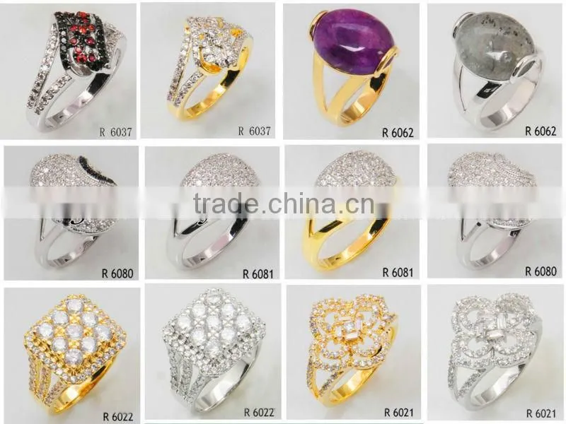fashion jewelry diamond CZ rings with gold plating