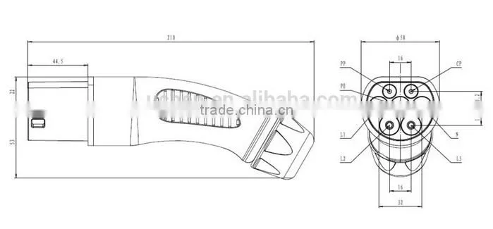 High quality Type 2 EV Connector / IEC 62196-2 Electric Vehicle Inlet Socket