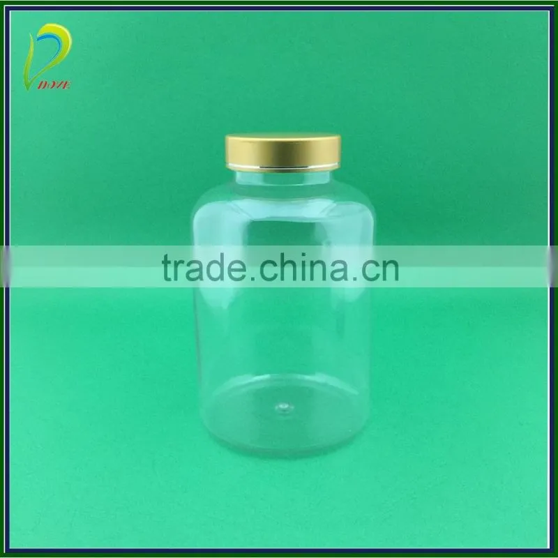 High quality metal end cap transparent pet capsule medical bottle