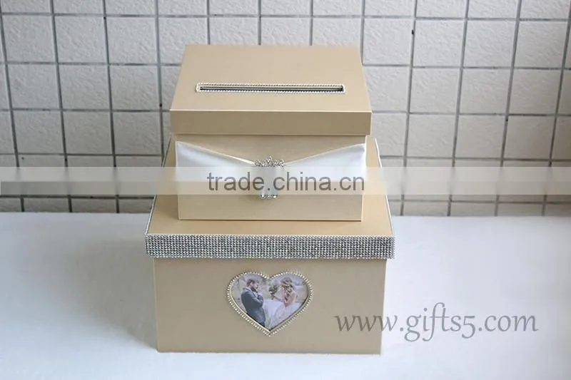 Elegant wedding gift card box in handmade