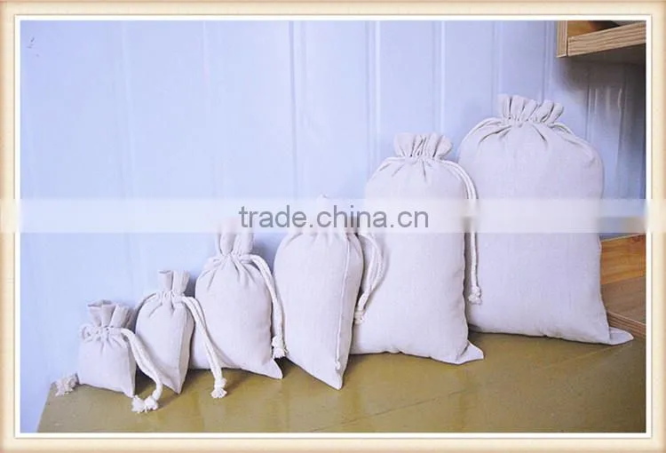 Plain cotton and linen storage bag drawstring bag