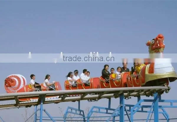 Theme park amusement rides mini roller coaster train slide dragon for children