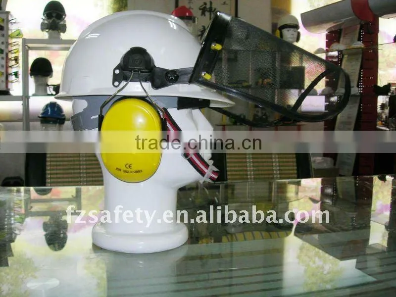 working cap with earmuffs and face shield