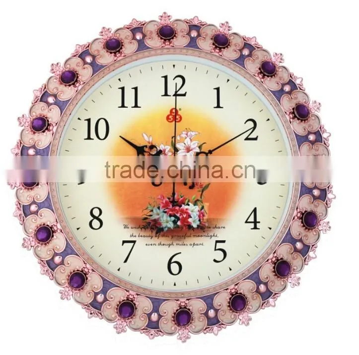 3D Round gold plastic decorative wall clock