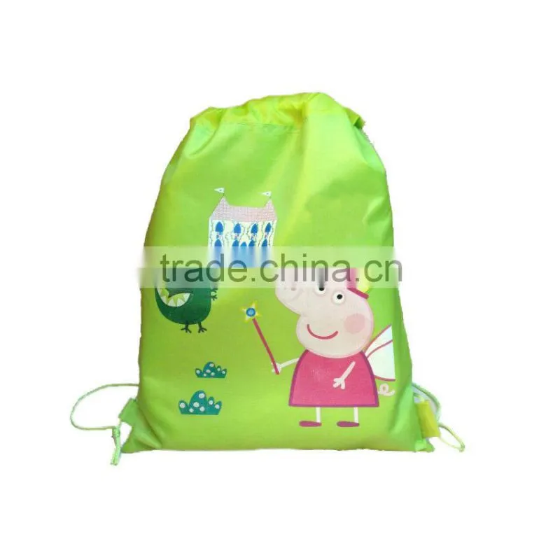 Pig Kid drawstring bag for back to school Green color