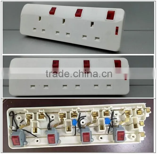 2500w ABS shell 4 way British extension socket