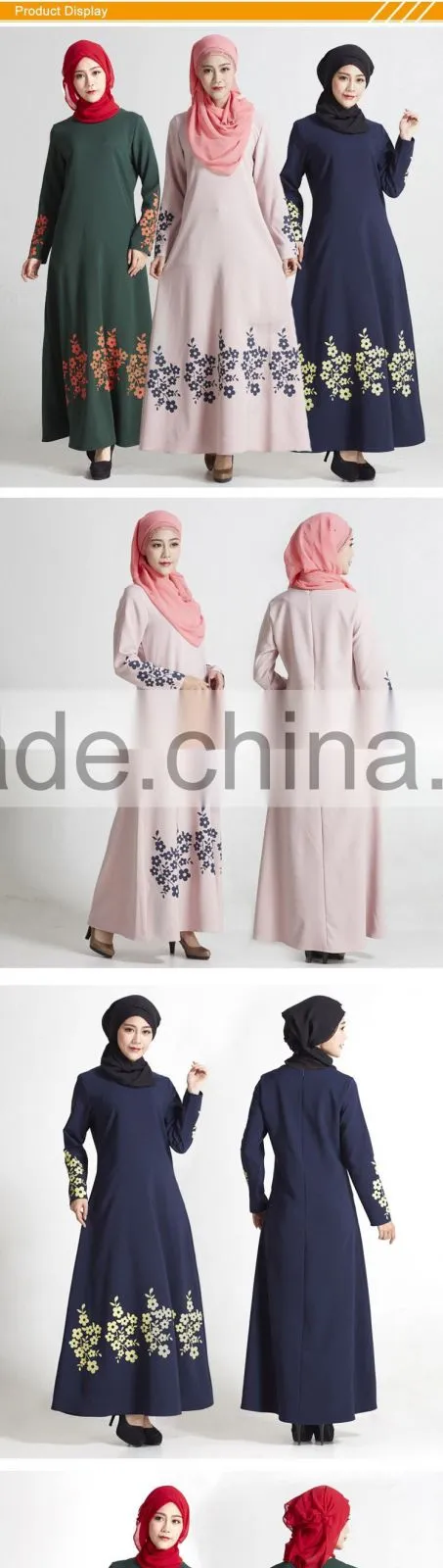 Southeast Asia Malaysia muslim women abaya kaftan floral printed long dress