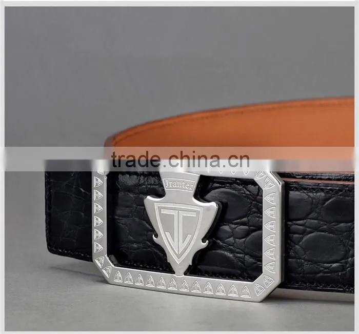 Classic Handmade Men Genuine Crocodile Leather Belt Black with Stainless Steel Buckle